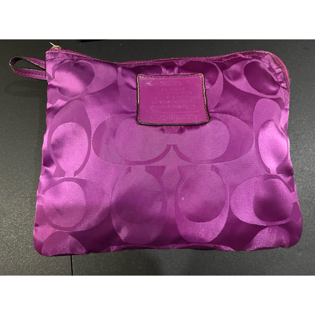 Coach signature nylon fuschia cosmetic bag