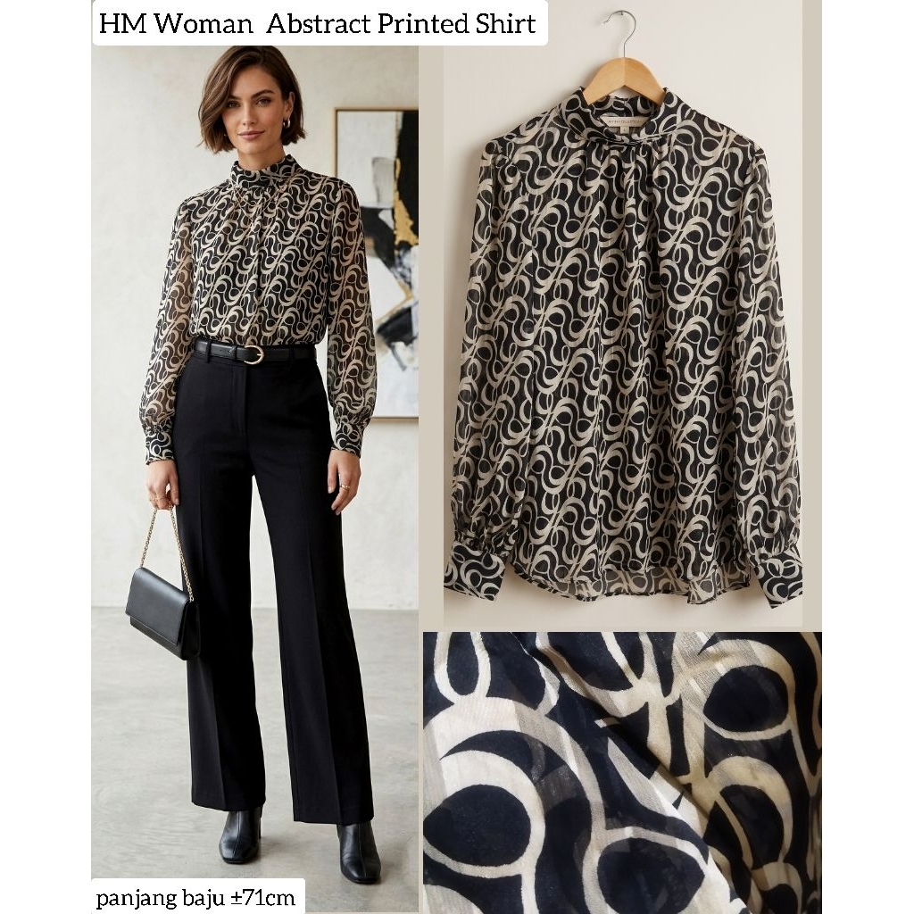 KEMEJA SOFT ORI H*M Polyester Wide Blouse Shirt COTTON OVERSIZE-ORIGINAL 100% HM DIVIDED SHIRT - KEM