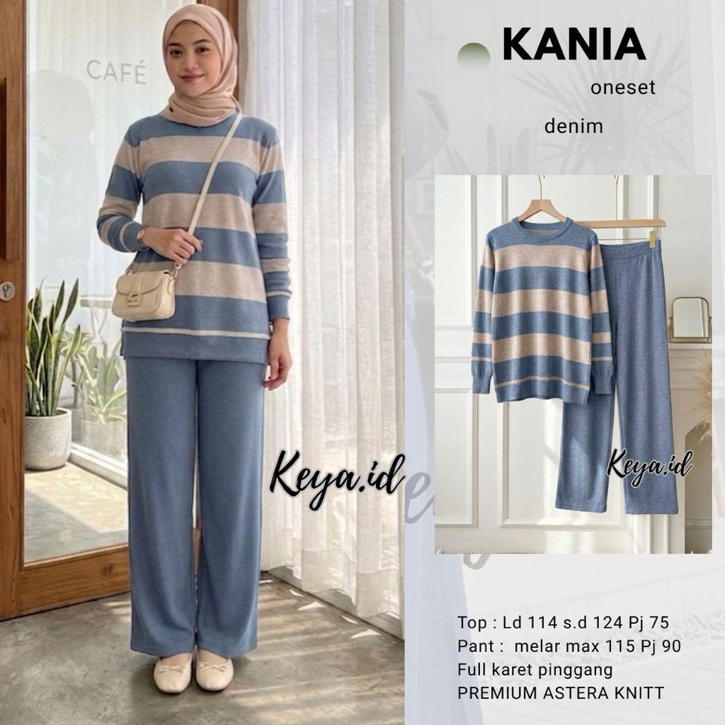BISA COD // Kania One Set // Setelan Celana Knit Real Pict Adem Melar