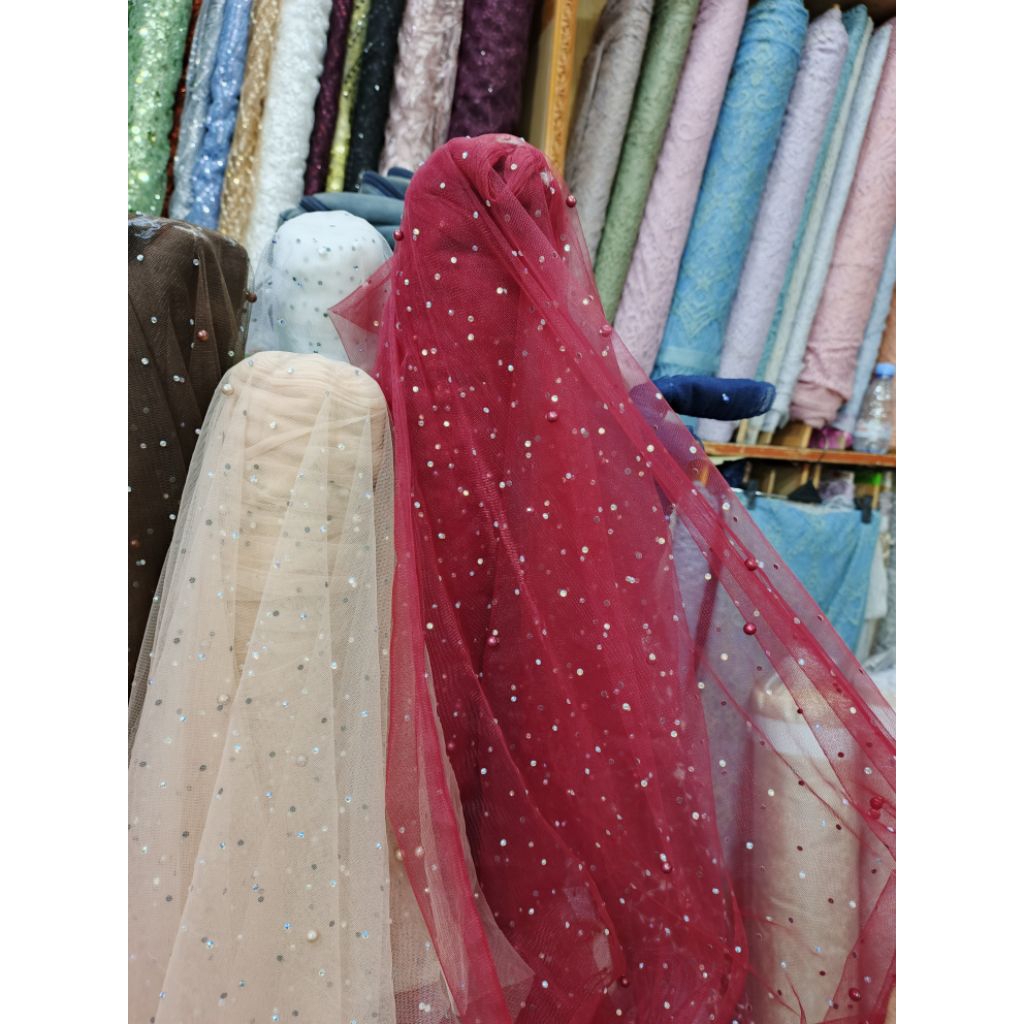 Tile Mutiara swarovsky / Kain Tile Mutiara Swarovski / Bahan Mutiara Swarovski