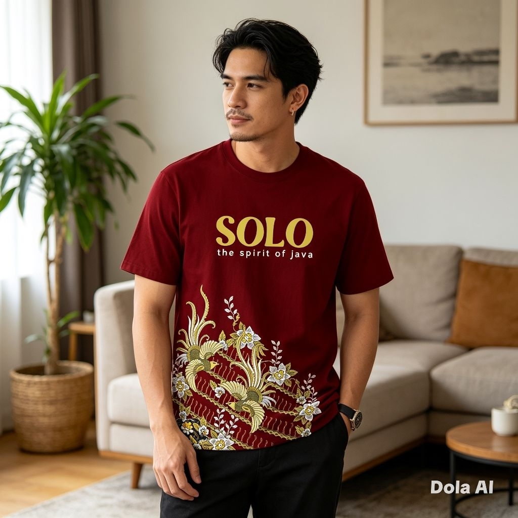 Koas Oblong T-shirt Motif Batik Solo/ Kaos Pria Wanita