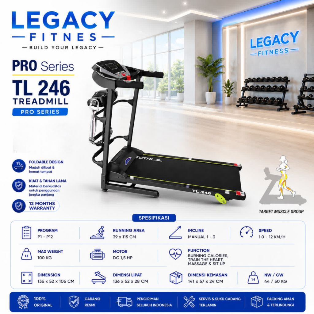 Treadmill Elektrik TL 246 Treadmil Total Fitnes TL-246