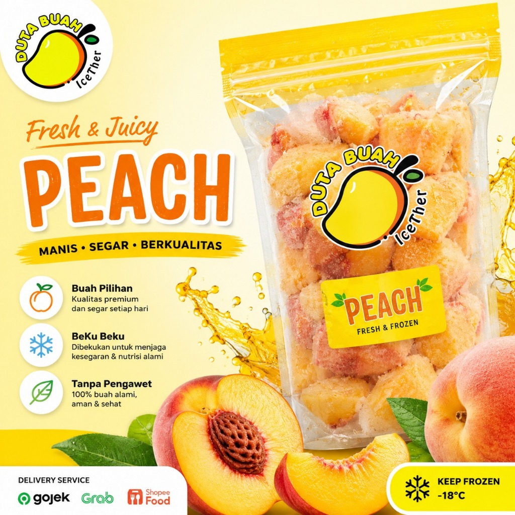 Peach Frozen Fruit 1Kg – Buah Beku Segar Siap Konsumsi  | Duta Buah Icether Bandung