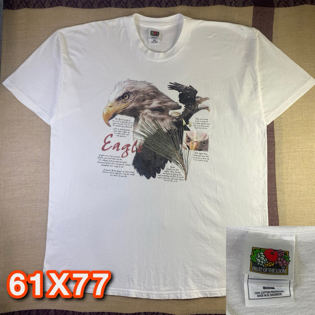 Kaos Vintage Fruit of the Loom Eagle Animal Series Second Original