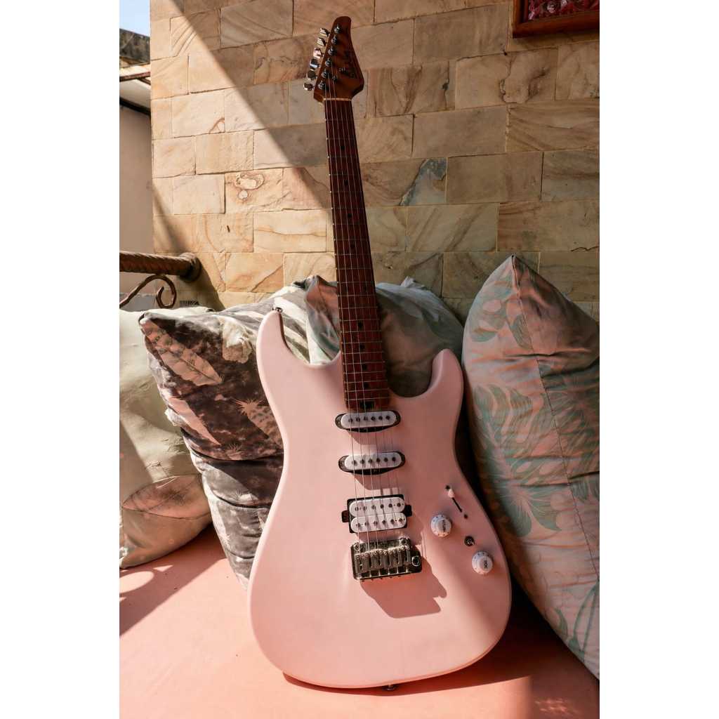 Soloking MS-1 Custom 24 HSS Flat Top in Satin Shell Pink Special Run | MS 1 | MS1 Gitar Elektrik | E