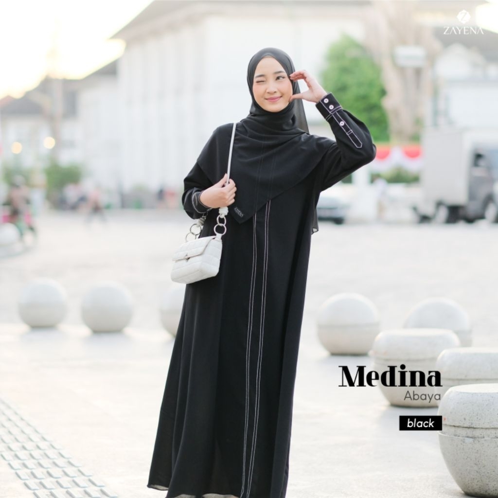 ZAYENA - Medina Abaya Haji Umroh Polos Syari | Abaya Basic Hitam