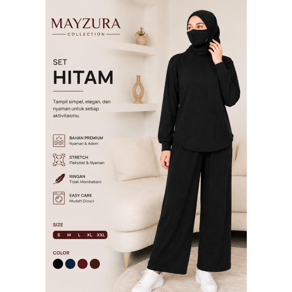 Mayzura Setelan Wanita Remaja Dewasa Jumbo l Onset Crinkle Celana Panjang Kekinian