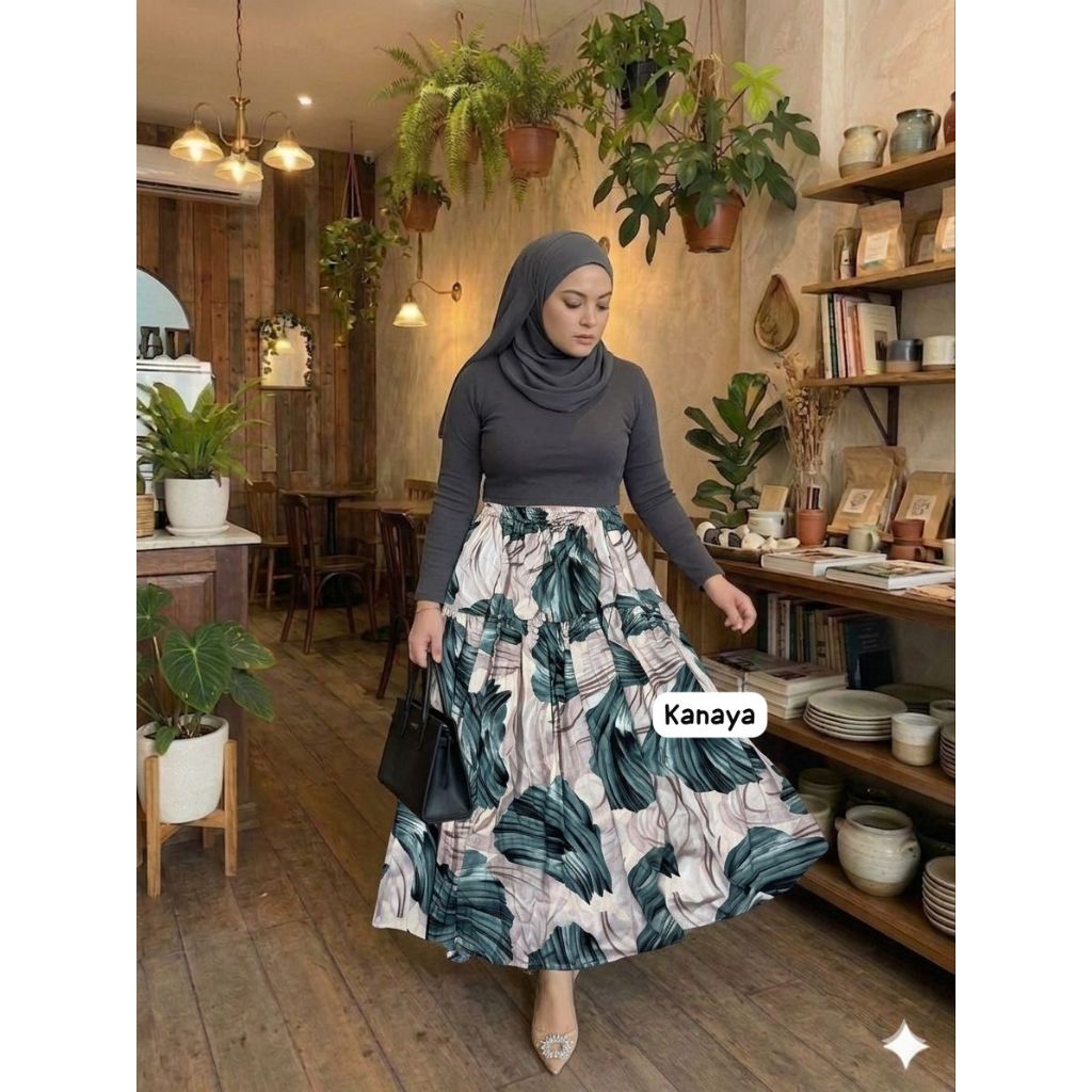 ROK FLORAL BAHAN RAYON SIZE JUMBO DAN SUPER JUMBO // ROK VIRAL // ROK KEKINIAN // ROK PAYUNG