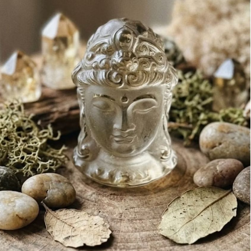 Head Quan Yin Dewi Kwan Im Citrine Crystal Bening Dua Warna