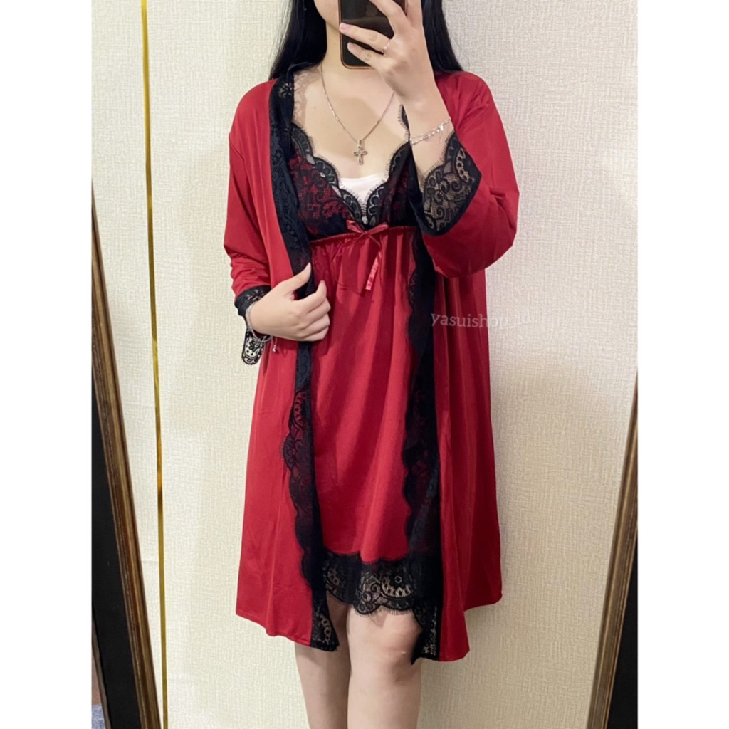 YASUI - Samantha Lingerie Kimono Set | Setelan Kimono Dress Wanita | Setelan Piyama Wanita