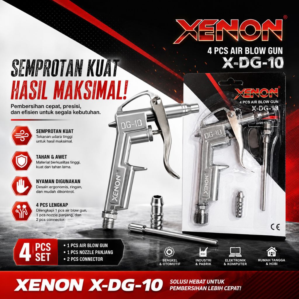 XENON X-DG-10 Gun Air Duster Aluminium Nepel Pistol Angin Semprot Debu