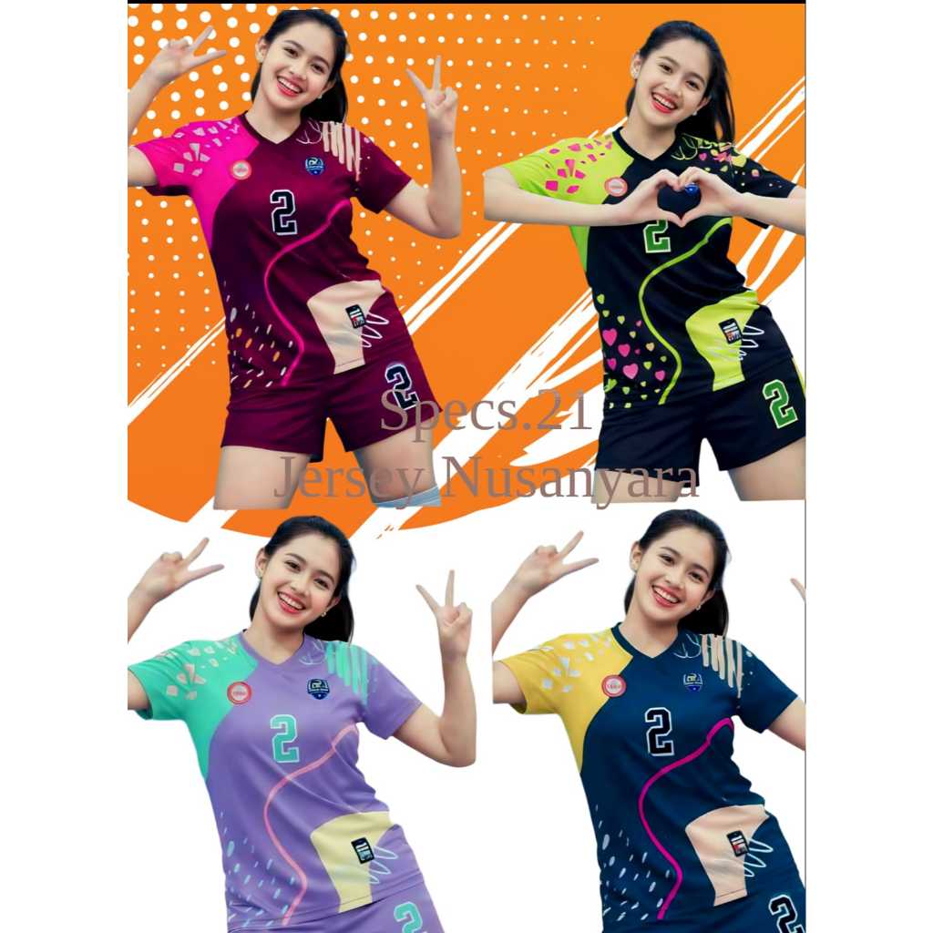SPECS.21 Jersey Voli Putra Putri Tesla Lilac Setelan Jersey Voli FulPrinting Kaos Voli Custom Big Si