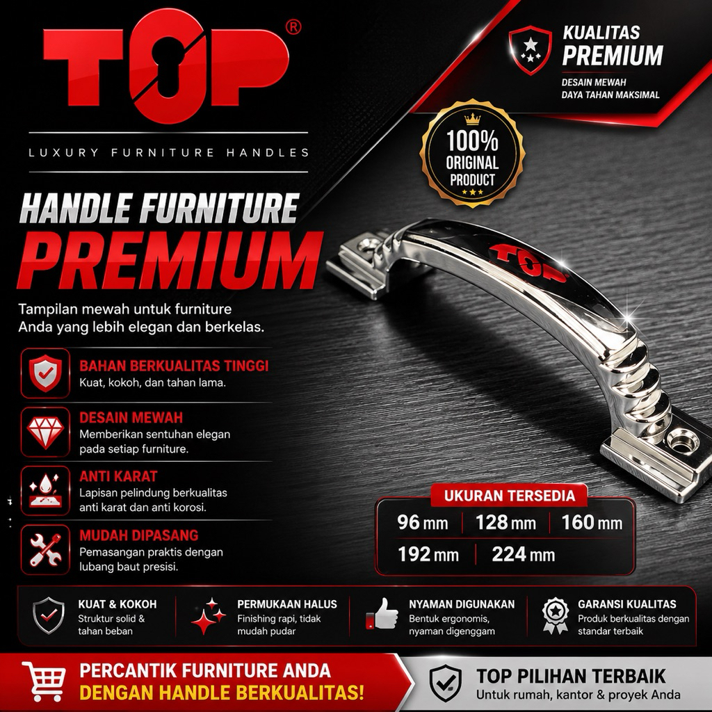 Handle Tarikan Laci TOP 088 SC | Tarikan Jendela | Tarikan Loker | lemari | Tarikan Lemari Dapur