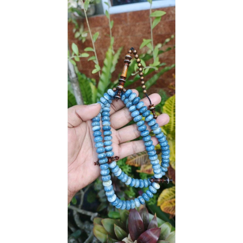 TASBIH BATU MARJAN BIRU MIX YUSR ORIGINAL
