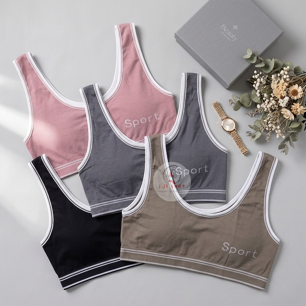 Miniset Sport Bra Rajut Wanita Dewasa Remaja Tanpa Busa Tali Besar Fema 809 - Bh, 12 Pcs - Olahraga