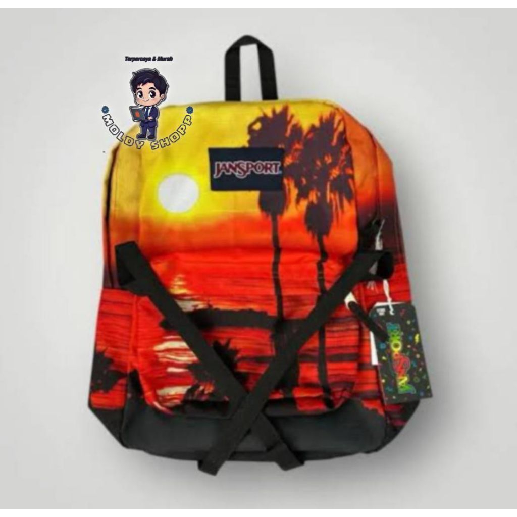 [READY STOK BISA COD] TAS RANSEL JANSPORT MOTIF SUNSET - BNWT FULL TAG
