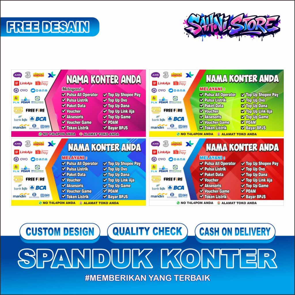 SPANDUK BANNER KONTER CELLULER SERVIS HP BAHAN FLEXY SUPER PREMIUM