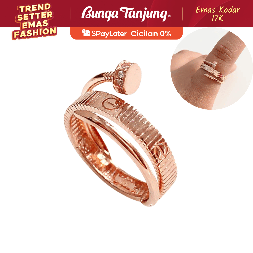 CINCIN CHARLOTTE SHIMMER PAKU - EMAS 17K - BUNGA TANJUNG GOLD