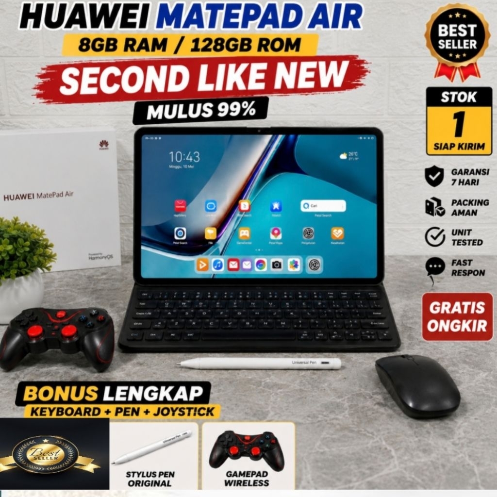 Huawei MatePad Air 11.5 8/128GB Second Like New Bonus Lengkap Keyboard Pen Joystick Wireless Murah