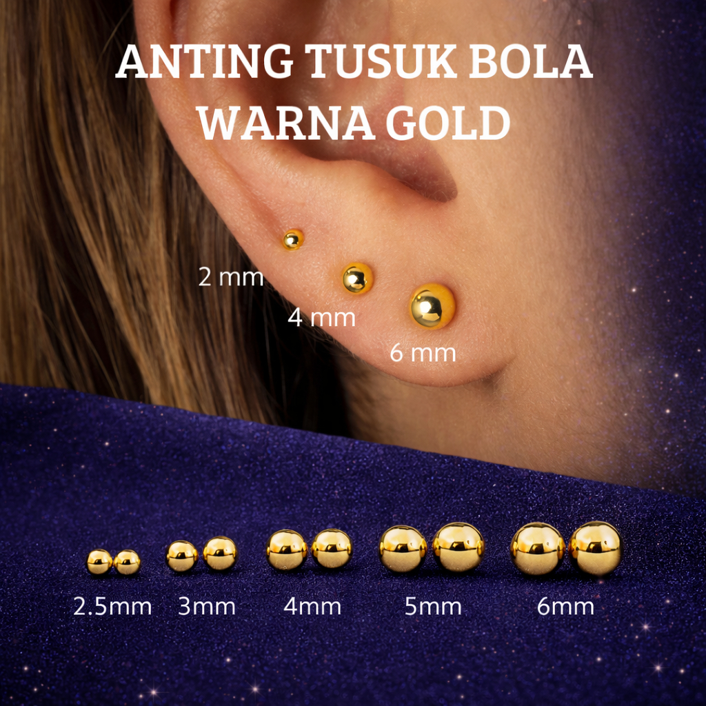 Anting Tusuk Titanium Giwang Gold - Giwang Subang Pentol Titanium