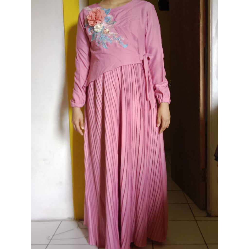 pl preloved baju gamis lucu warna pink