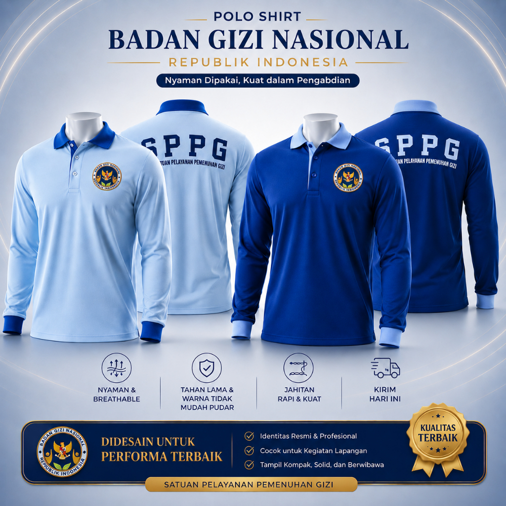 Kaos SPPG MBG Lengan Panjang, Seragam SPPG MBG BGN Driver Pemorsian Persiapan Polo