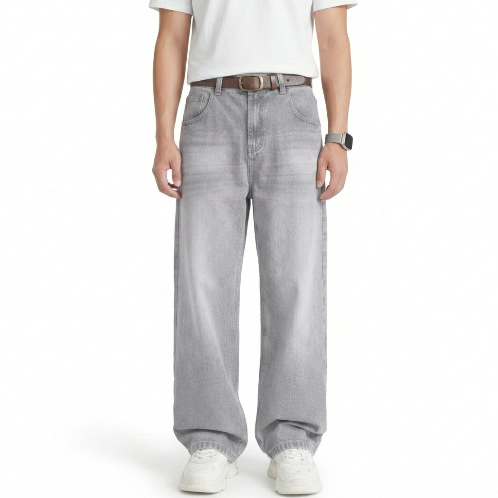 Celana Jeans Pria Baggy Loose Fit Celana Jeans Pria Washed Loose Pants Celana Baggy Jeans Pria
