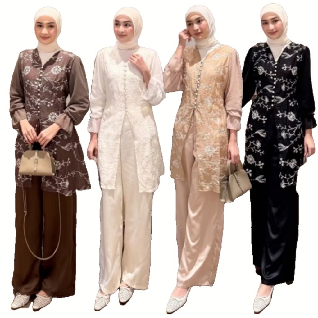 Keyla Setelan Celana Pesta Wanita Set Tunik Kondangan Busana Muslim Wanita Size XL