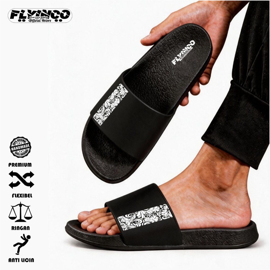 FLYIN - D03 / Sandal Slop Pria Batik / Slip on Wanita Santai Sol Karet PVC Anti Slip Anak dan Dewasa