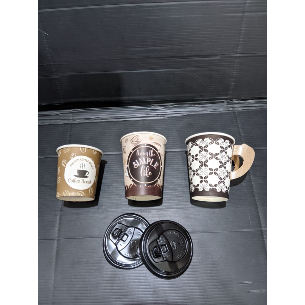 Gelas Cup Kraft Paper Motif / Gelas Kopi Paper Motif Isi 50 Pcs / Paper Cup Kopi 6oz 9oz 9oz + gagan