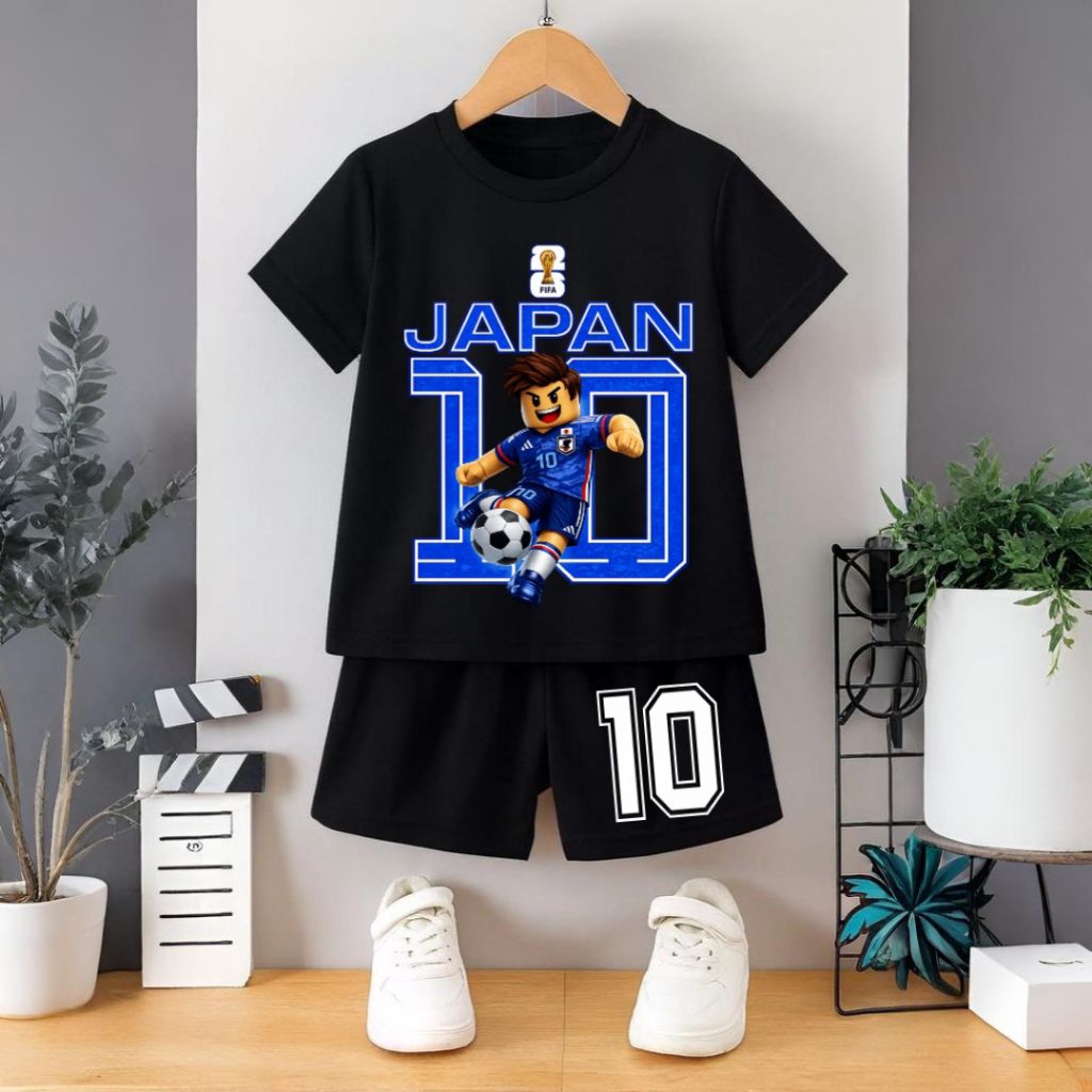 Setelan Anak 1 Set Baju Dan Celana Gambar Piala Dunia Japan/Jepang Setelan Kaos Anak Umur 2 Sampai 1