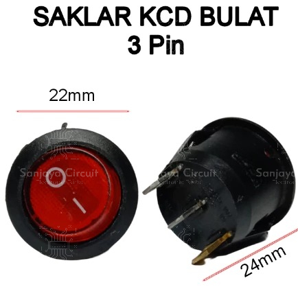 Switch Saklar KCD Bulat On Off 3 Pin + Lampu