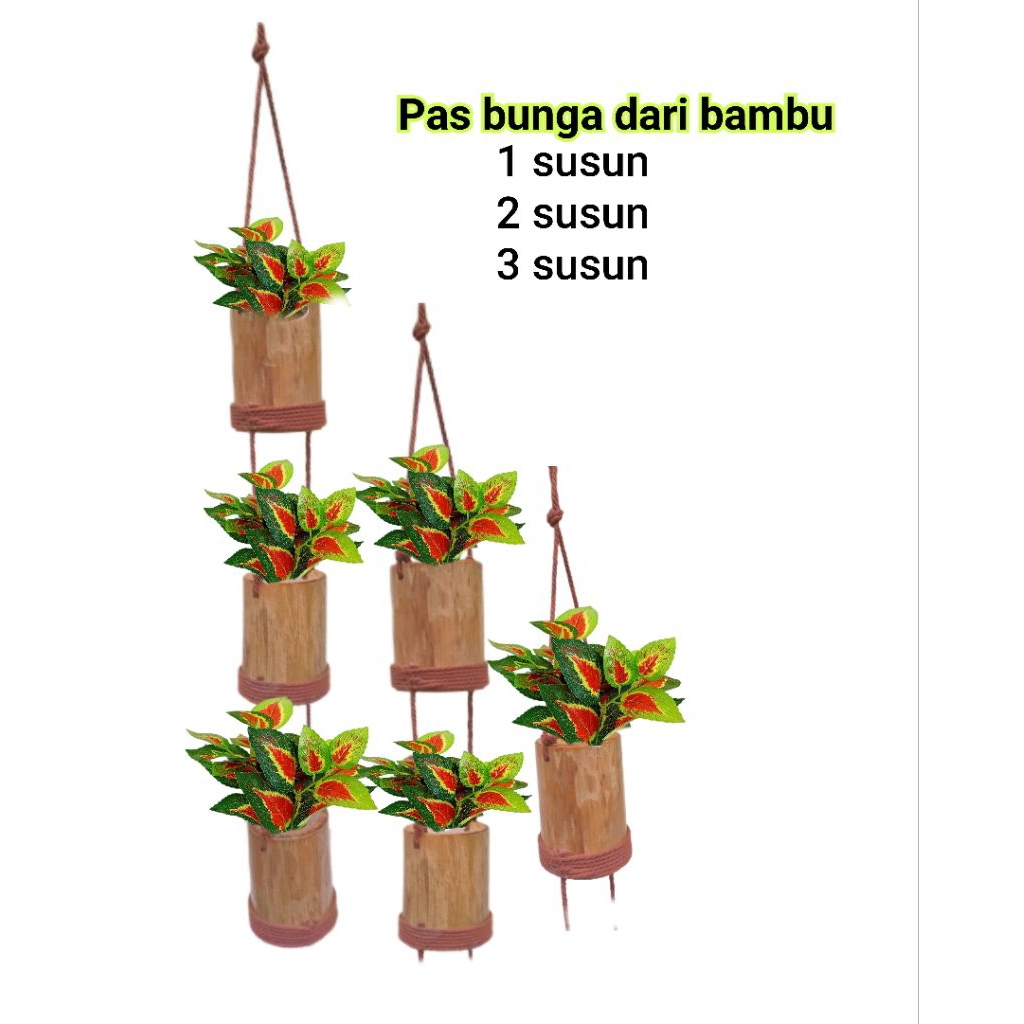 pot bunga gantung dari bambu hiasan rumah estetika