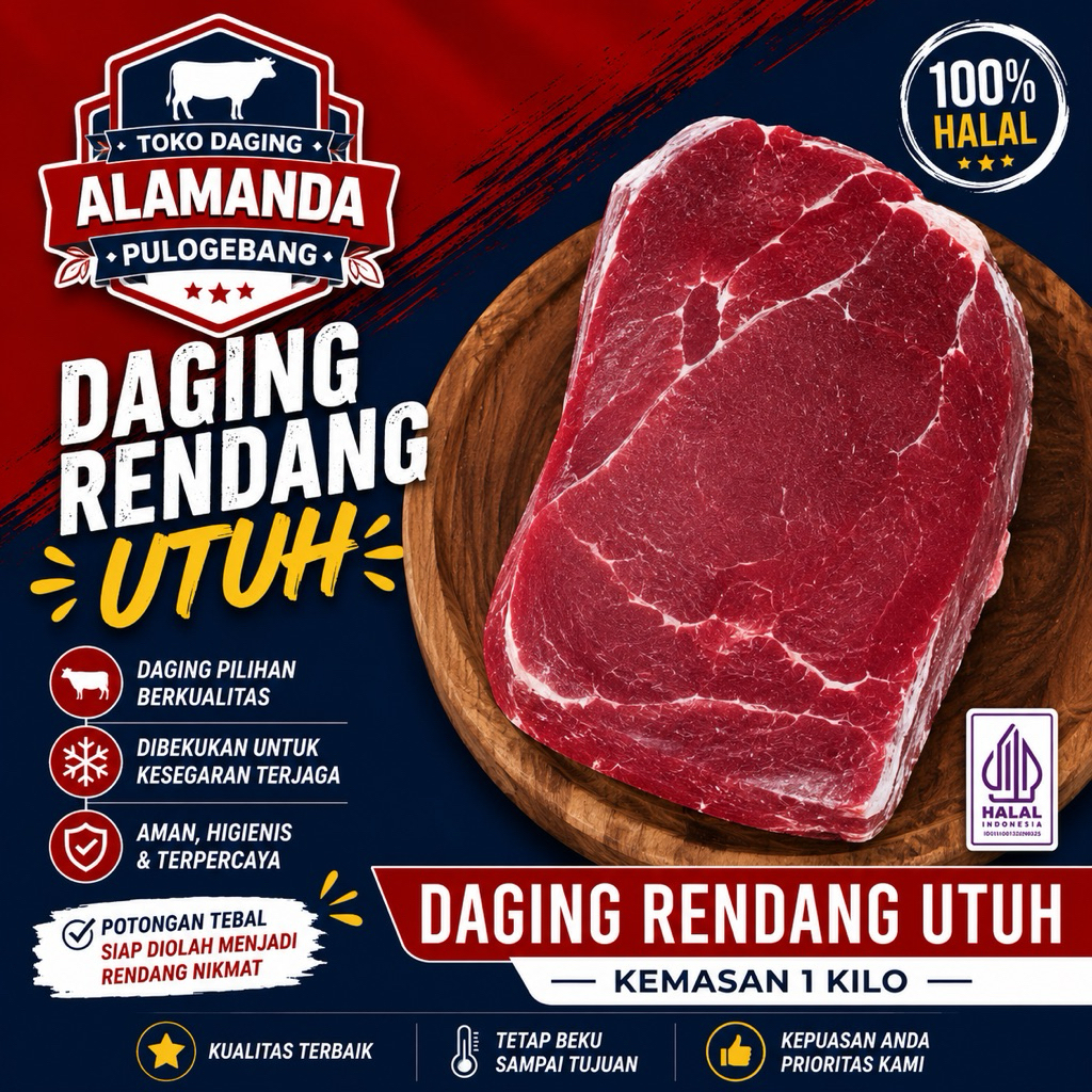 DAGING RENDANG UTUH SAPI 1 KILO (HALLAL)