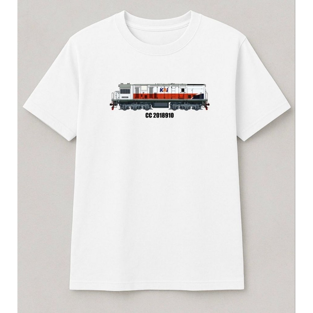 kaos lokomotif CC201 putih oranye (Medan)