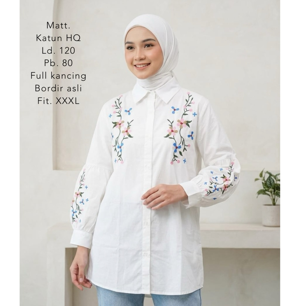 Dahlia-Atasan jumbo wanita blouse oversize putih