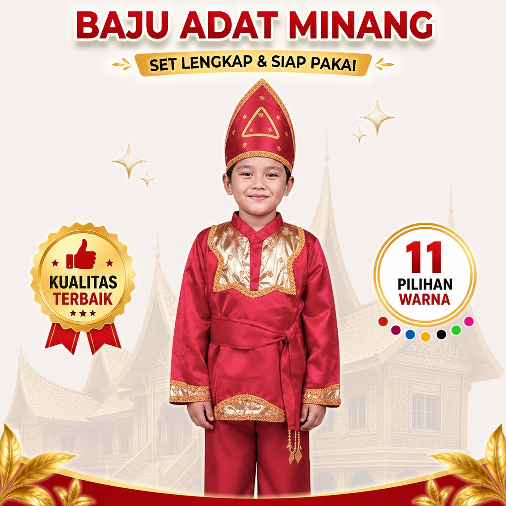 Baju Adat Minang Anak Laki Laki (GOLD) / Baju Adat Padang / Baju Tari Minang