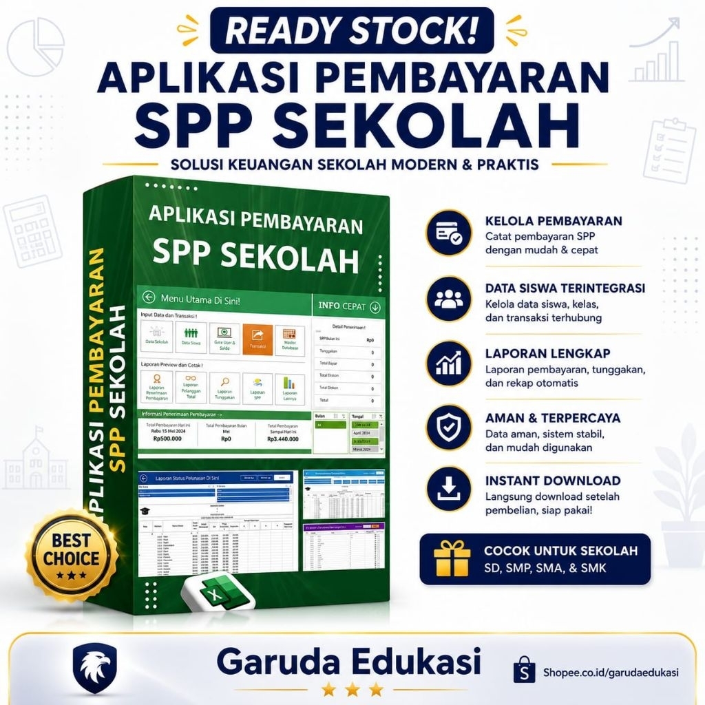 Full Materi APLIKASI PEMBAYARAN SPP SEKOLAH - Program Excel Macro Pembayaran Keuangan SPP Sekolah