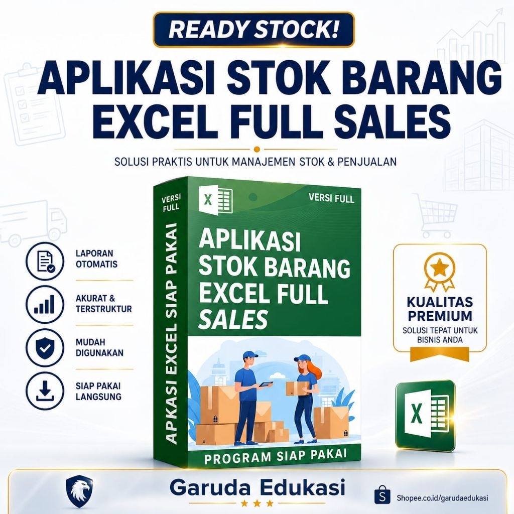 Full Materi Aplikasi Stok Barang Excel Salesman Reseller Toko Versi Full -Program Siap Pakai Laporan