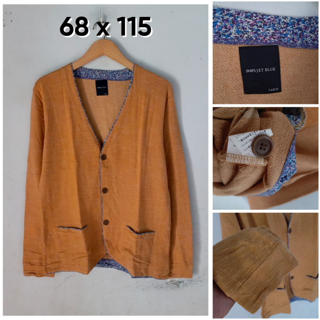 Cardigan Ships Jet Blue Kuning Size L Pria Wanita Knit Outer Unisex E204