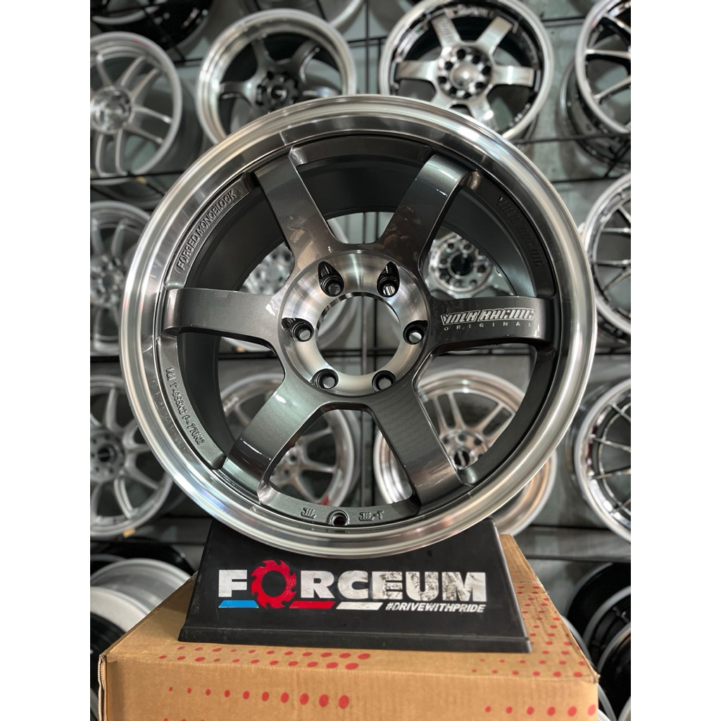 velg mobil te37 SL r18 gloss grey lip polish pcd 6x139, 7 kondisi baru