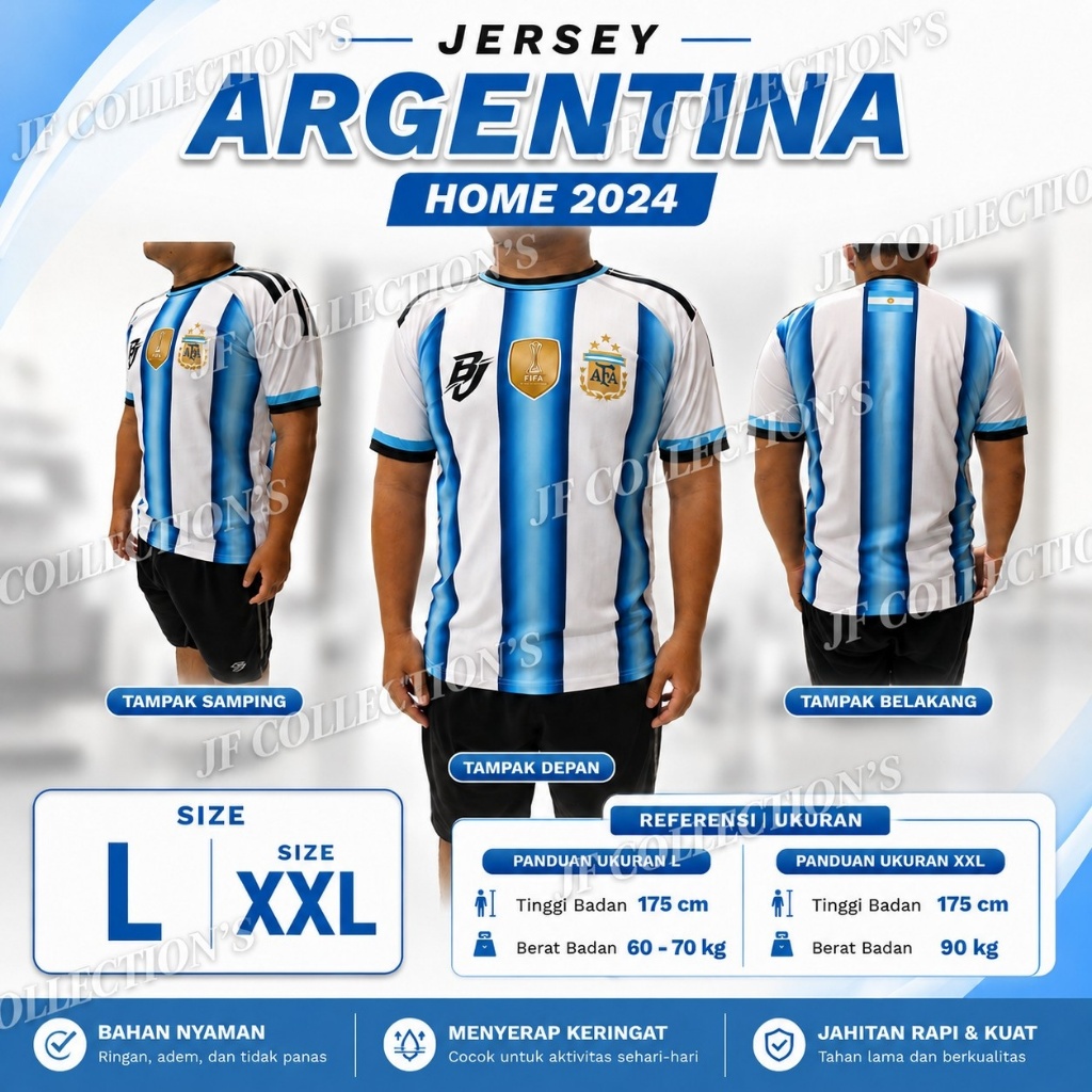 JF Collection's | Atasan Bola | Piala Dunia | Dewasa  | L & XXL | Argentina