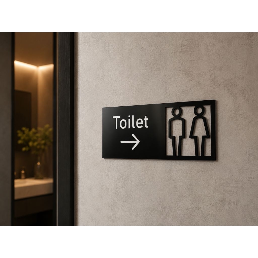 Sign Toilet Petunjuk Arah Toilet Akrilik Penanda Arah WC