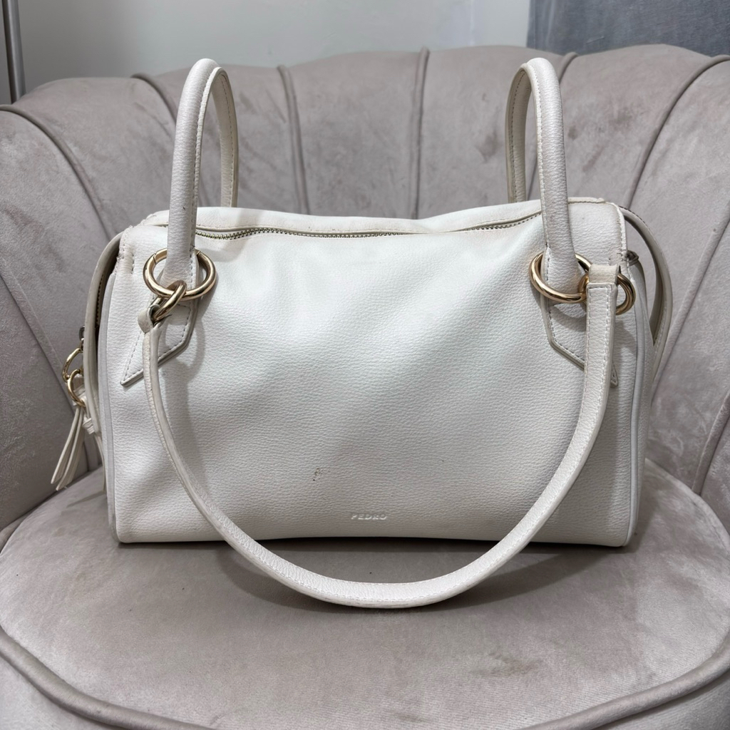 [ Preloved ] Pedro Speedy Bag White Leather - Elegant & Classic