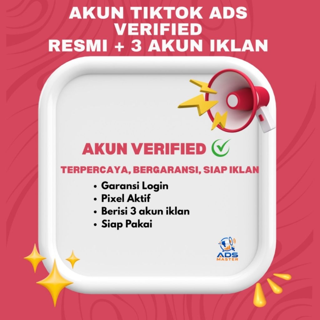 AKUN TIKTOK ADS VERIFIED RESMI + 3 Akun Iklan