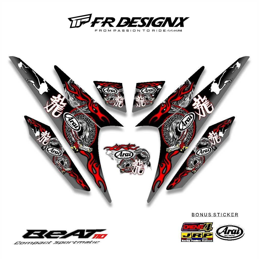 STRIPING STIKER DECAL HONDA BEAT CARBU / MOTIF DRAGON 1 / FR DESIGNX / STRIPING MODIF
