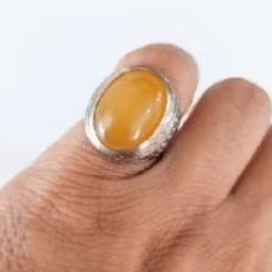 cincin batu akik natural kuning garut ring alpaka