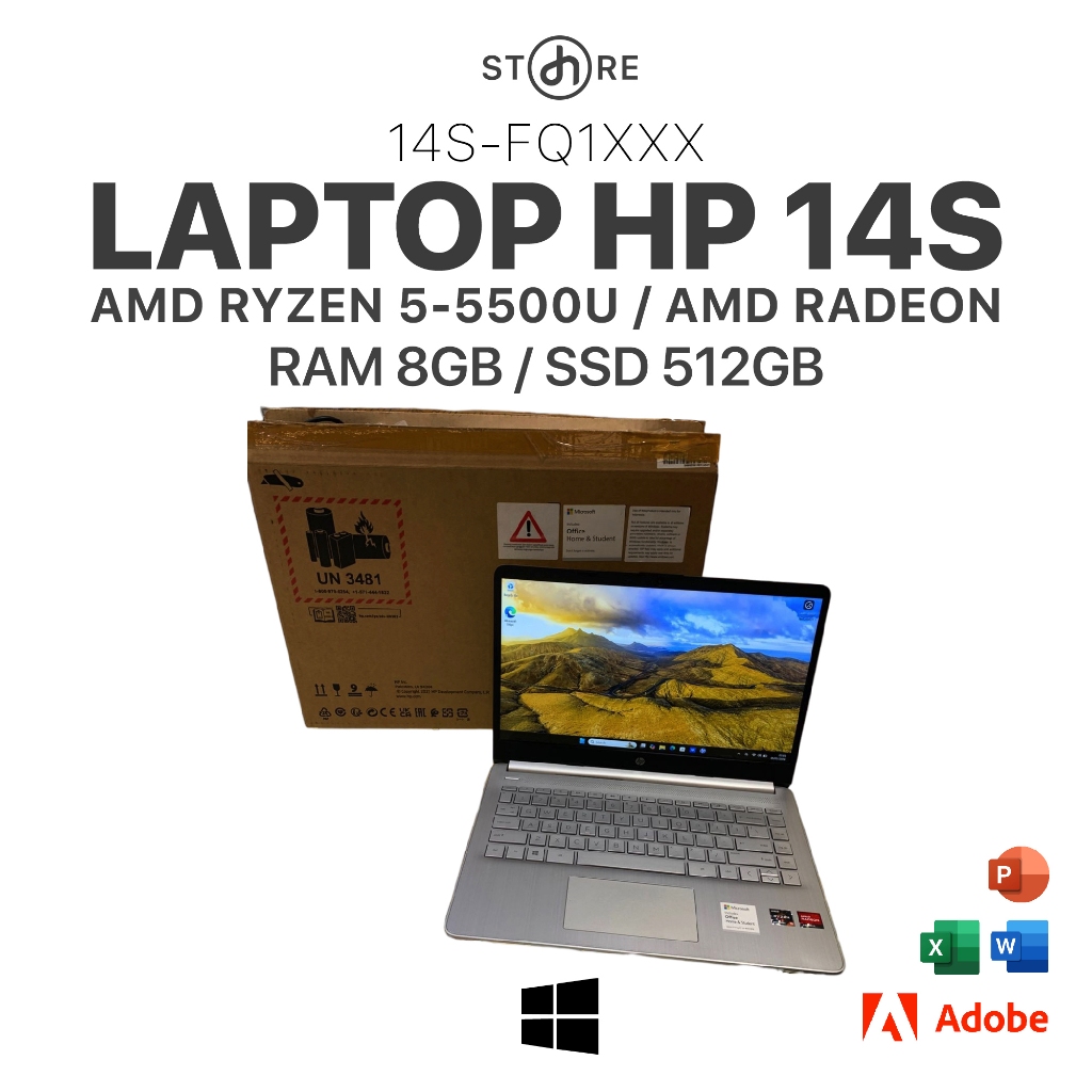 Second , Laptop HP 14S , 14" , 8/512 , Silver/White , 14S-FQ1XXX