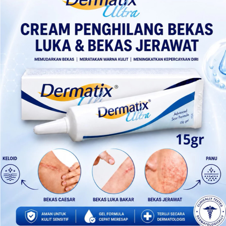 Dermatix Ultra 15Gr Cream Krim Penghilang Bekas Luka  Strechmark Jahitan Koreng Keloid Bekas Jerawat