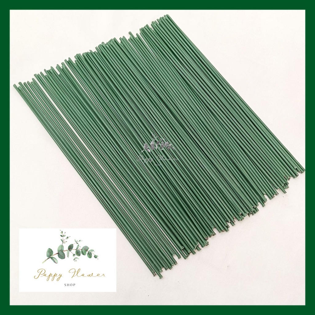 Floral wire Tangkai Bunga Kawat Hijau Panjang 20cm Tangkai Bunga Plastik Dekorasi Wedding